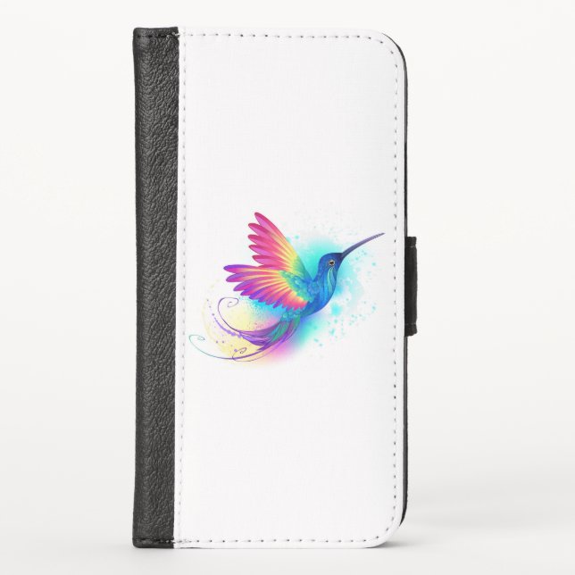 Exotic Rainbow Hummingbird iPhone Wallet Case (Front)
