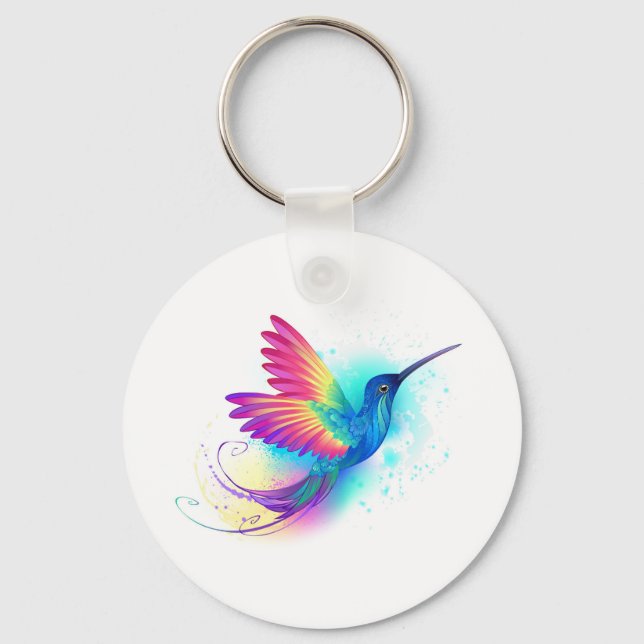 Exotic Rainbow Hummingbird Keychain (Front)