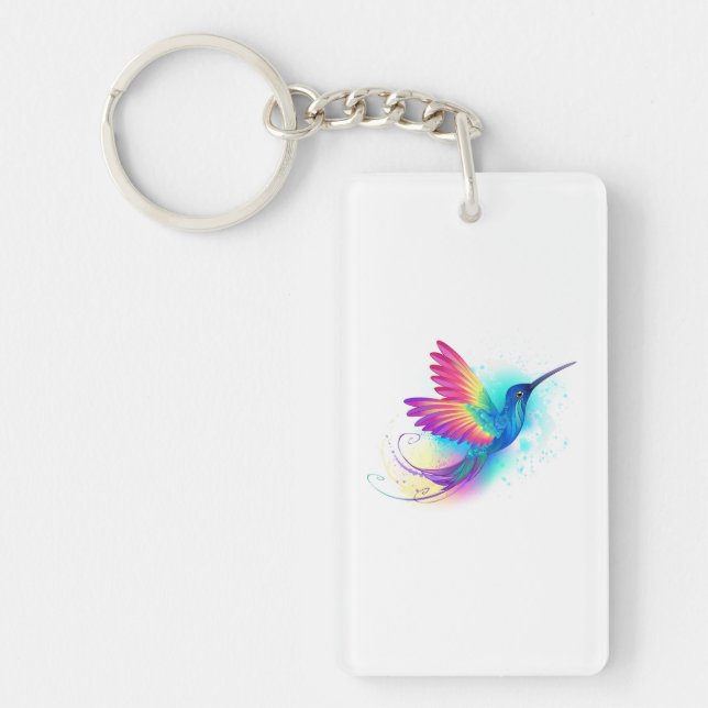Exotic Rainbow Hummingbird Keychain (Front)