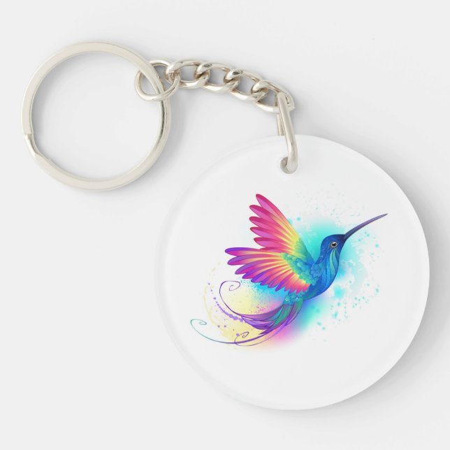 Exotic Rainbow Hummingbird Keychain (Front)