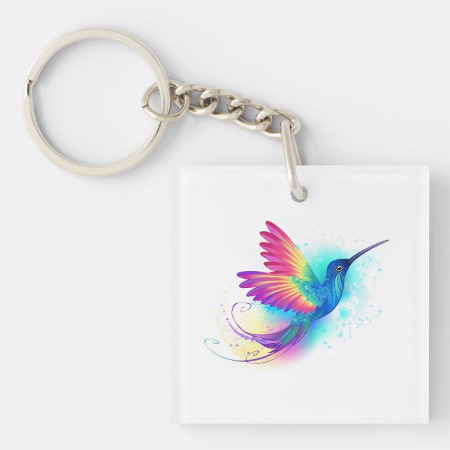 Exotic Rainbow Hummingbird Keychain (Front)