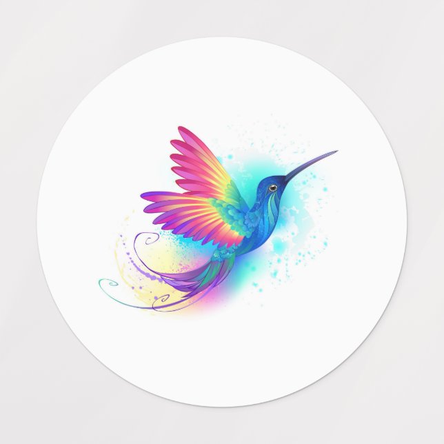 Exotic Rainbow Hummingbird Kids' Labels (Design 1)