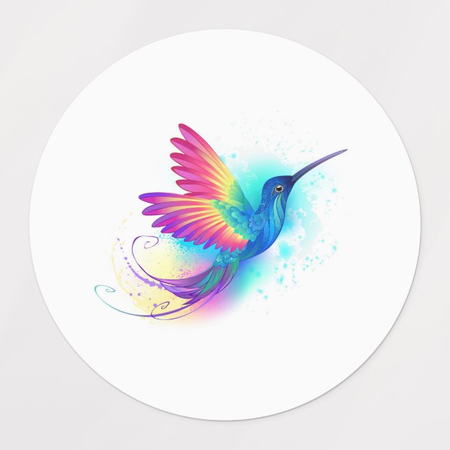 Exotic Rainbow Hummingbird Kids' Labels (Design 1)