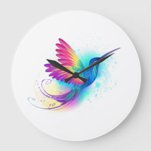 Exotic Rainbow Hummingbird Large Clock