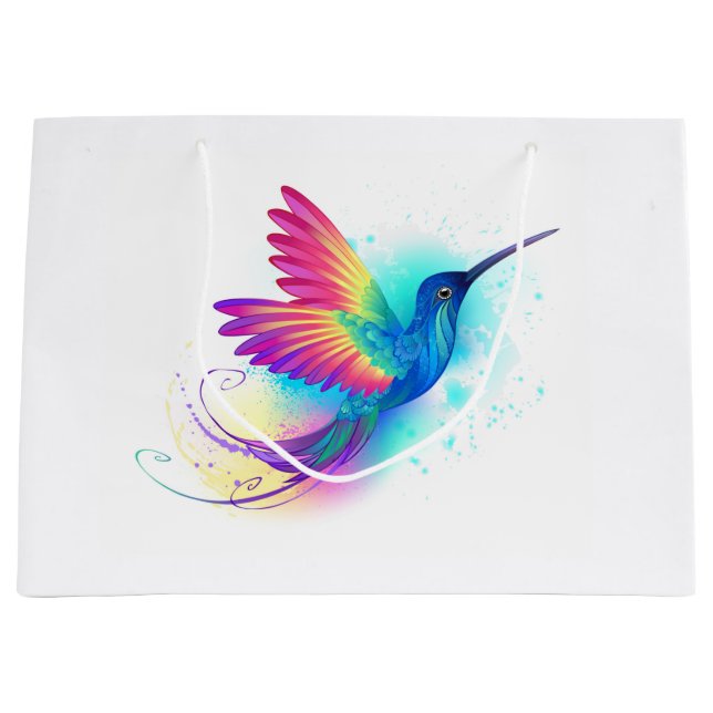Exotic Rainbow Hummingbird Large Gift Bag (Front)