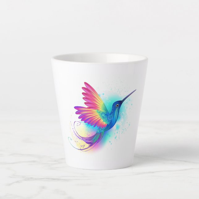 Exotic Rainbow Hummingbird Latte Mug (Front)