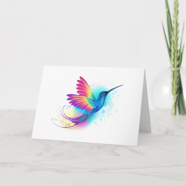 Exotic Rainbow Hummingbird Letterpress Thank You Card (Front)