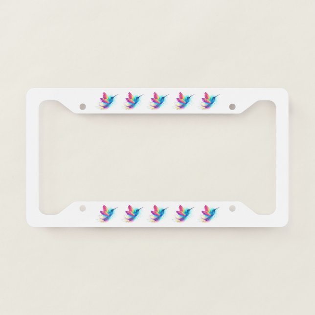 Exotic Rainbow Hummingbird License Plate Frame (Front)