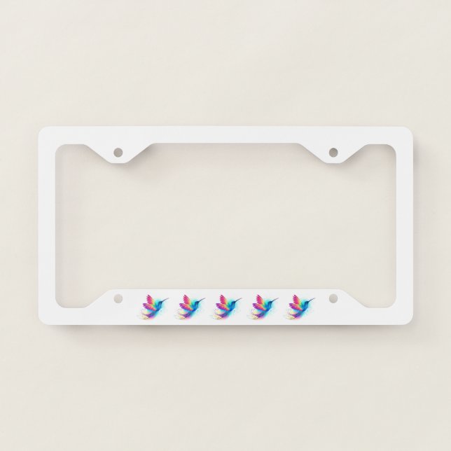 Exotic Rainbow Hummingbird License Plate Frame (Front)