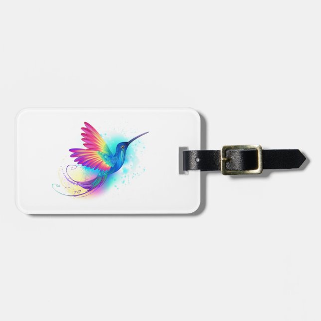 Exotic Rainbow Hummingbird Luggage Tag (Front Horizontal)