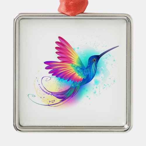 Exotic Rainbow Hummingbird Metal Ornament
