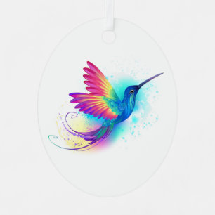 Exotic Rainbow Hummingbird Metal Ornament