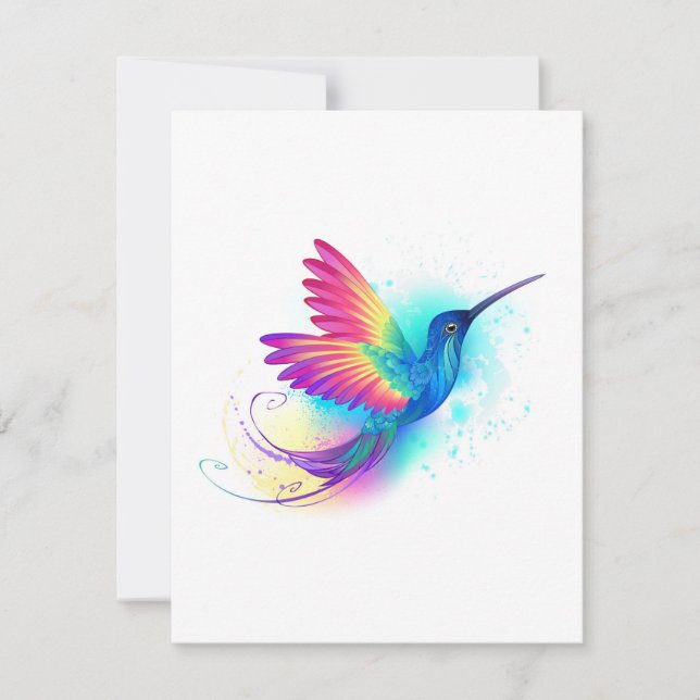 Exotic Rainbow Hummingbird Note Card (Front)