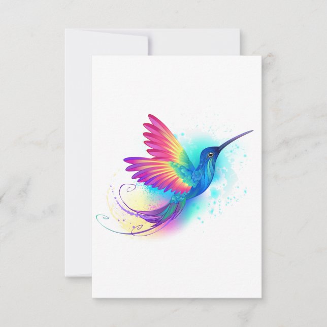 Exotic Rainbow Hummingbird Note Card (Front)