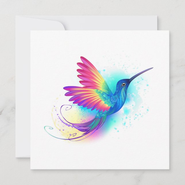 Exotic Rainbow Hummingbird Note Card (Front)
