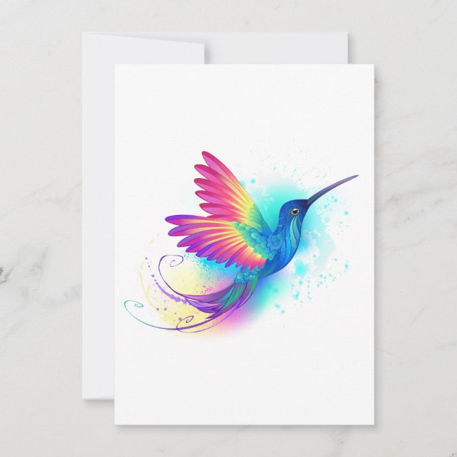 Exotic Rainbow Hummingbird Note Card (Front)