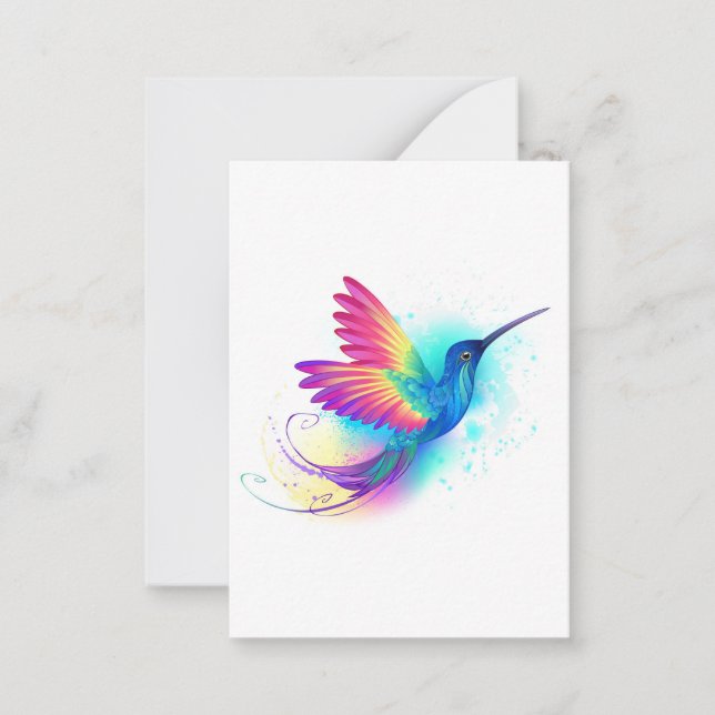 Exotic Rainbow Hummingbird Note Card (Front)