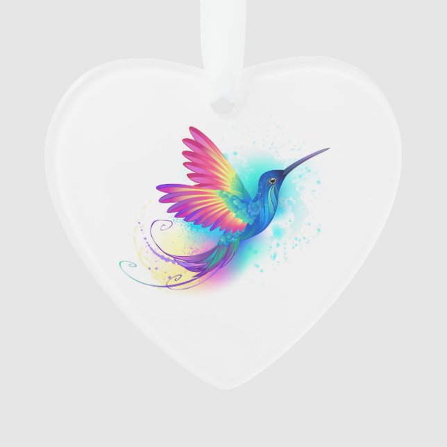 Exotic Rainbow Hummingbird Ornament (Front)