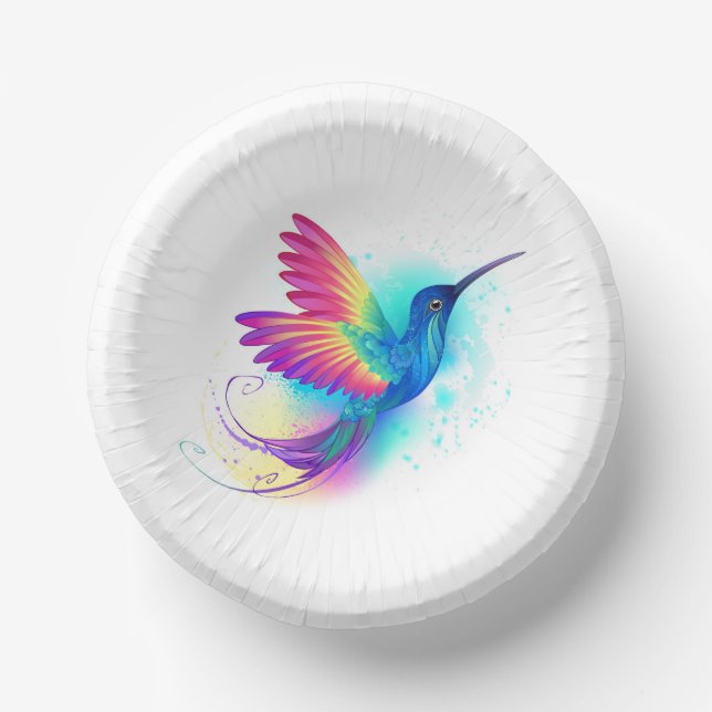 Exotic Rainbow Hummingbird Paper Bowls (Front)