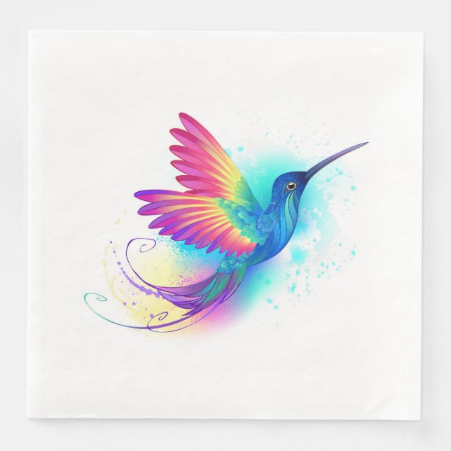Exotic Rainbow Hummingbird Paper Dinner Napkins (Front)