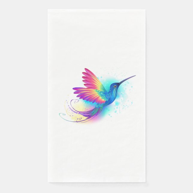Exotic Rainbow Hummingbird Paper Guest Towels (Front)