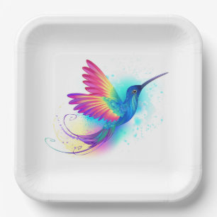 Exotic Rainbow Hummingbird Paper Plates