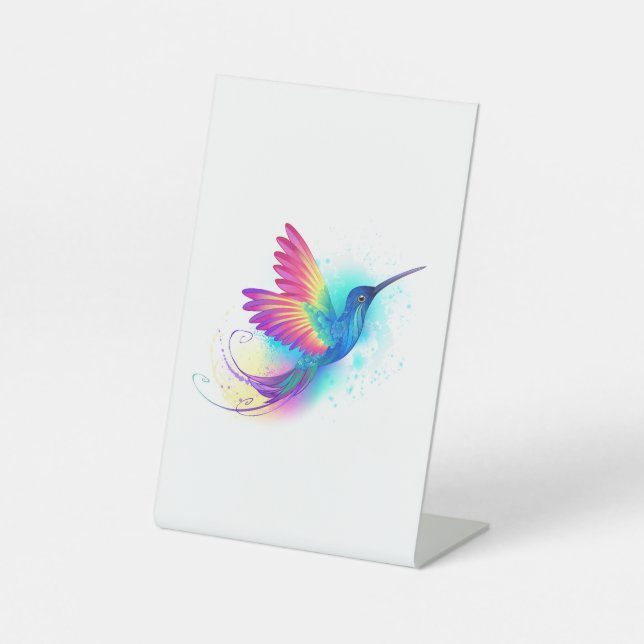 Exotic Rainbow Hummingbird Pedestal Sign (Front)