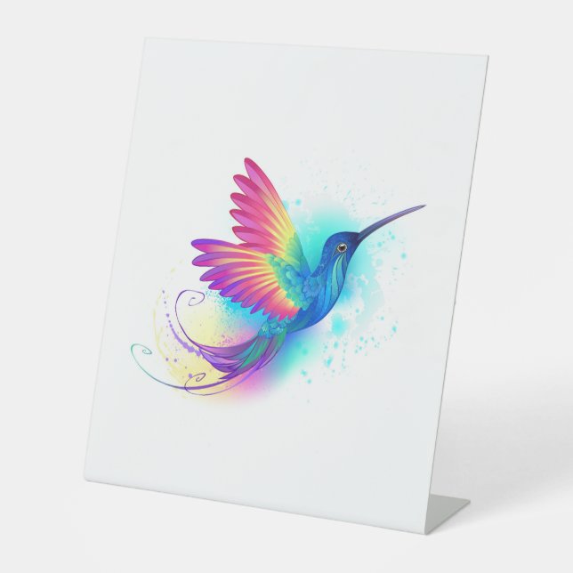 Exotic Rainbow Hummingbird Pedestal Sign (Front)