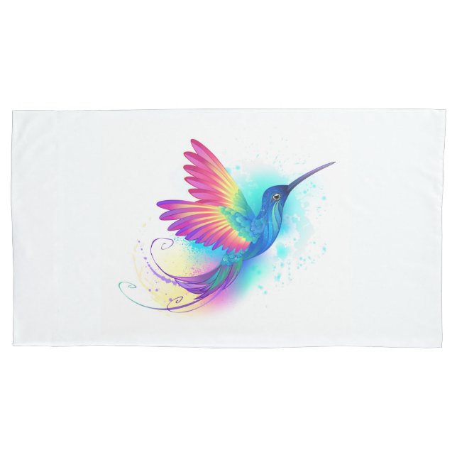 Exotic Rainbow Hummingbird Pillow Case (Front-Left)