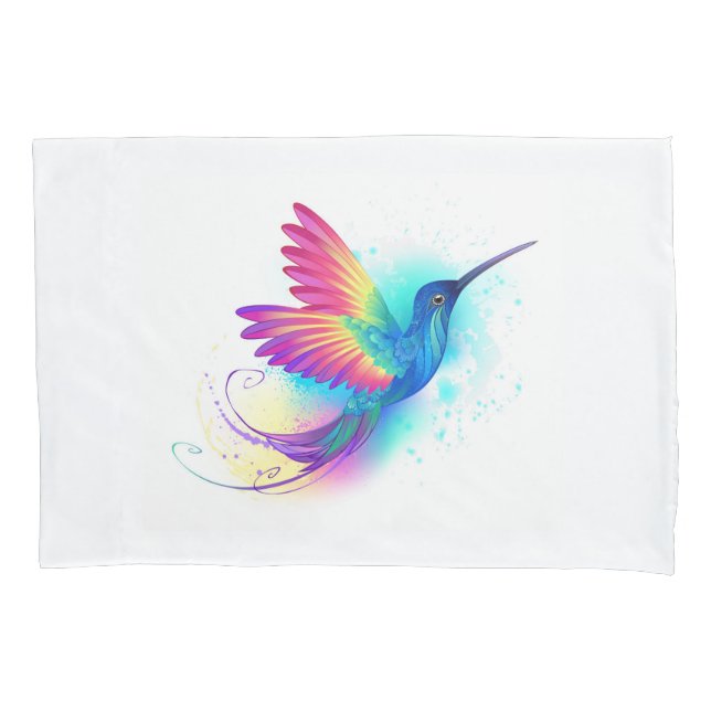 Exotic Rainbow Hummingbird Pillow Case (Front-Left)