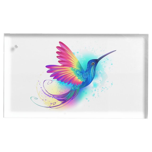 Exotic Rainbow Hummingbird Place Card Holder (Front)