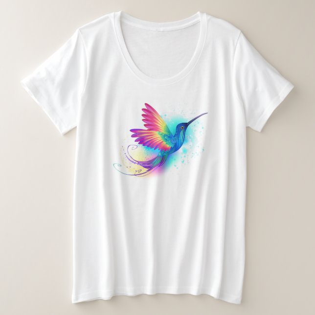 Exotic Rainbow Hummingbird Plus Size T-Shirt (Design Front)