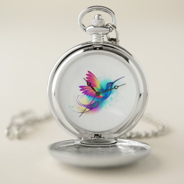 Exotic Rainbow Hummingbird Pocket Watch (Inside)