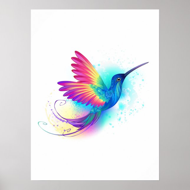 Exotic Rainbow Hummingbird Poster (Front)