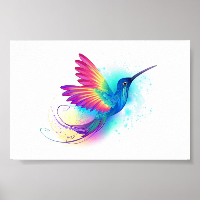 Exotic Rainbow Hummingbird Poster (Front)