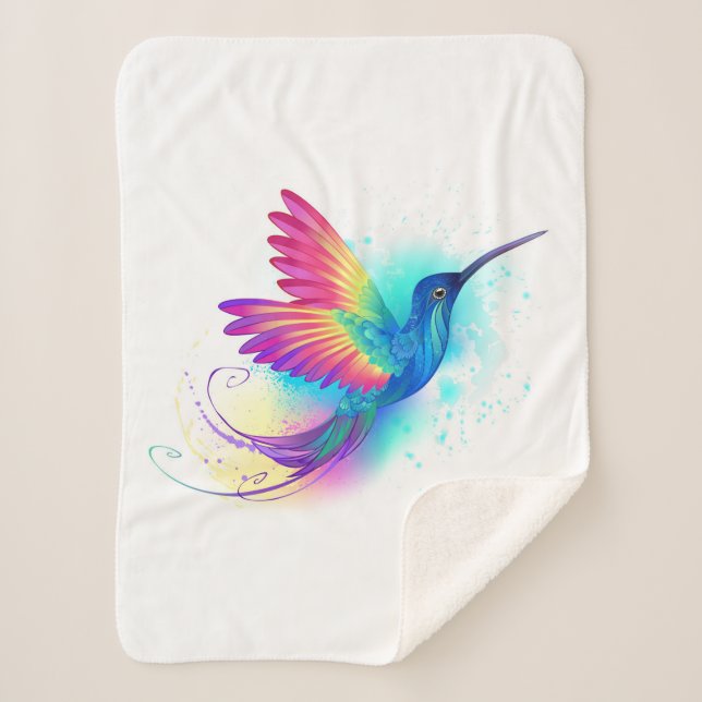 Exotic Rainbow Hummingbird Sherpa Blanket (Front)