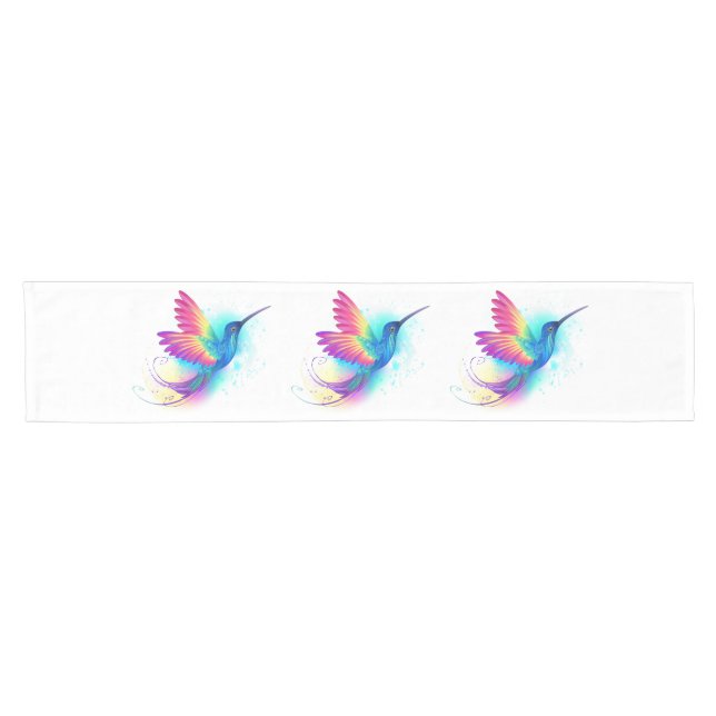 Exotic Rainbow Hummingbird Short Table Runner (Horizontal)