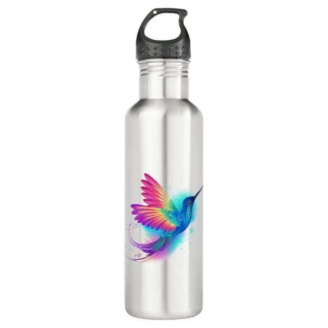 Exotic Rainbow Hummingbird Stainless Steel Water Bottle (Front)