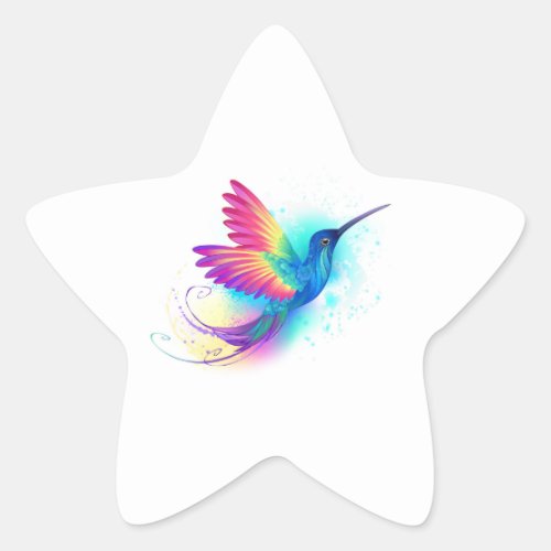 Exotic Rainbow Hummingbird Star Sticker