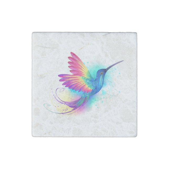 Exotic Rainbow Hummingbird Stone Magnet (Front)
