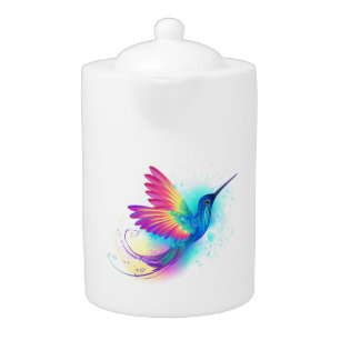 Exotic Rainbow Hummingbird Teapot
