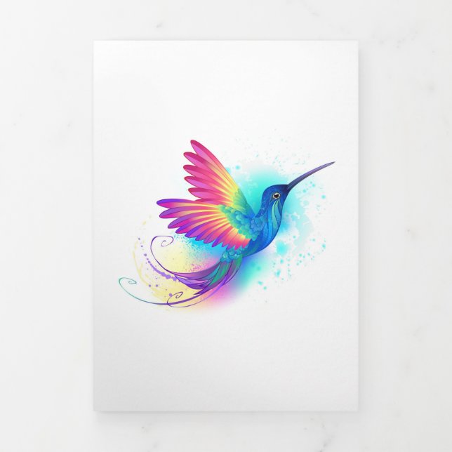 Exotic Rainbow Hummingbird Tri-Fold Card (Cover)
