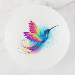 Exotic Rainbow Hummingbird Trinket Tray