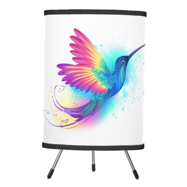 Exotic Rainbow Hummingbird Tripod Lamp (Front)