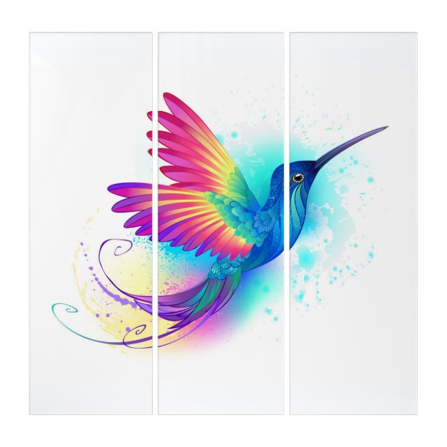 Exotic Rainbow Hummingbird Triptych (Front)