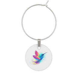 Exotic Rainbow Hummingbird Wine Charm