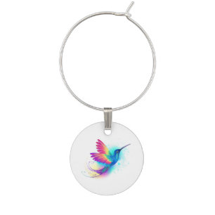 Exotic Rainbow Hummingbird Wine Charm
