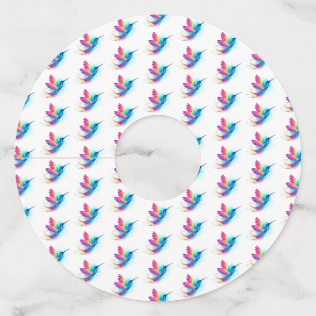 Exotic Rainbow Hummingbird Wine Glass Tag (Front)