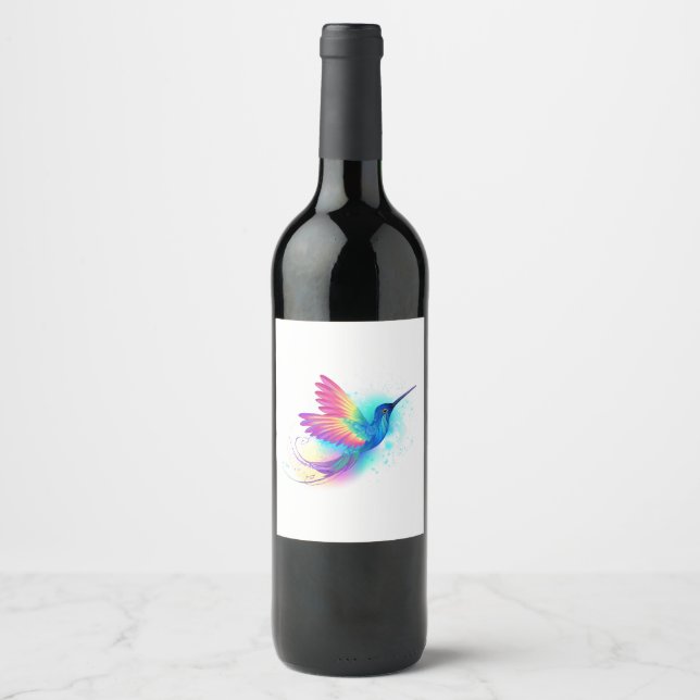 Exotic Rainbow Hummingbird Wine Label (Front)
