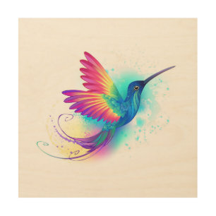Exotic Rainbow Hummingbird Wood Wall Art